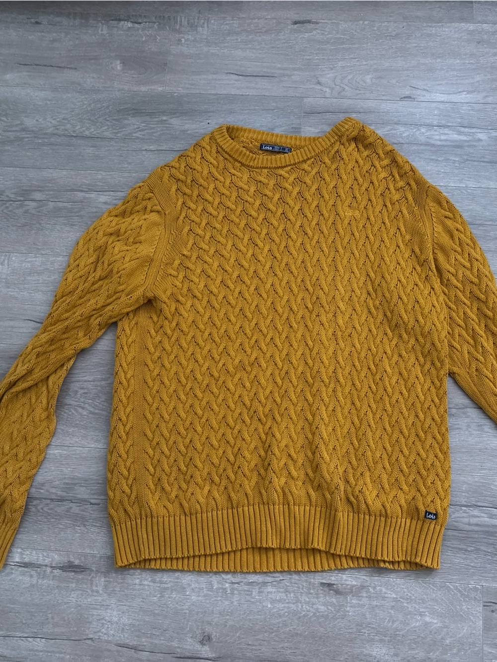 Lee Men's Mustard Yellow Cable Knit Sweater